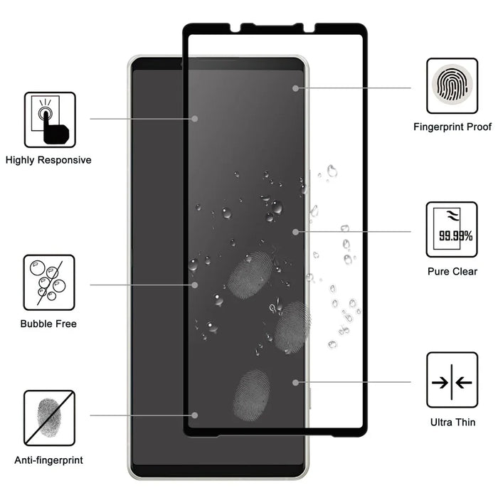 For Sony Xperia 5 V AGC Tempered Glass with Black Edge Full Glue Full Coverage Screen Protector - 2