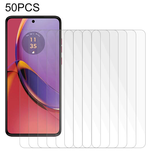 50Pcs Phone Tempered Glass Film for Motorola Moto G84 5G , High Transparency Screen Protector (No Package, with Wipes Set, Dust-absorber, Guide Sticker) - 1