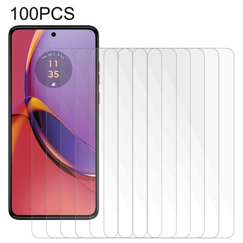 100Pcs for Motorola Moto G84 5G Phone Tempered Glass Film High Transparency Screen Protector (No Package, with Wipes Set, Dust-absorber, Guide Sticker) - 1