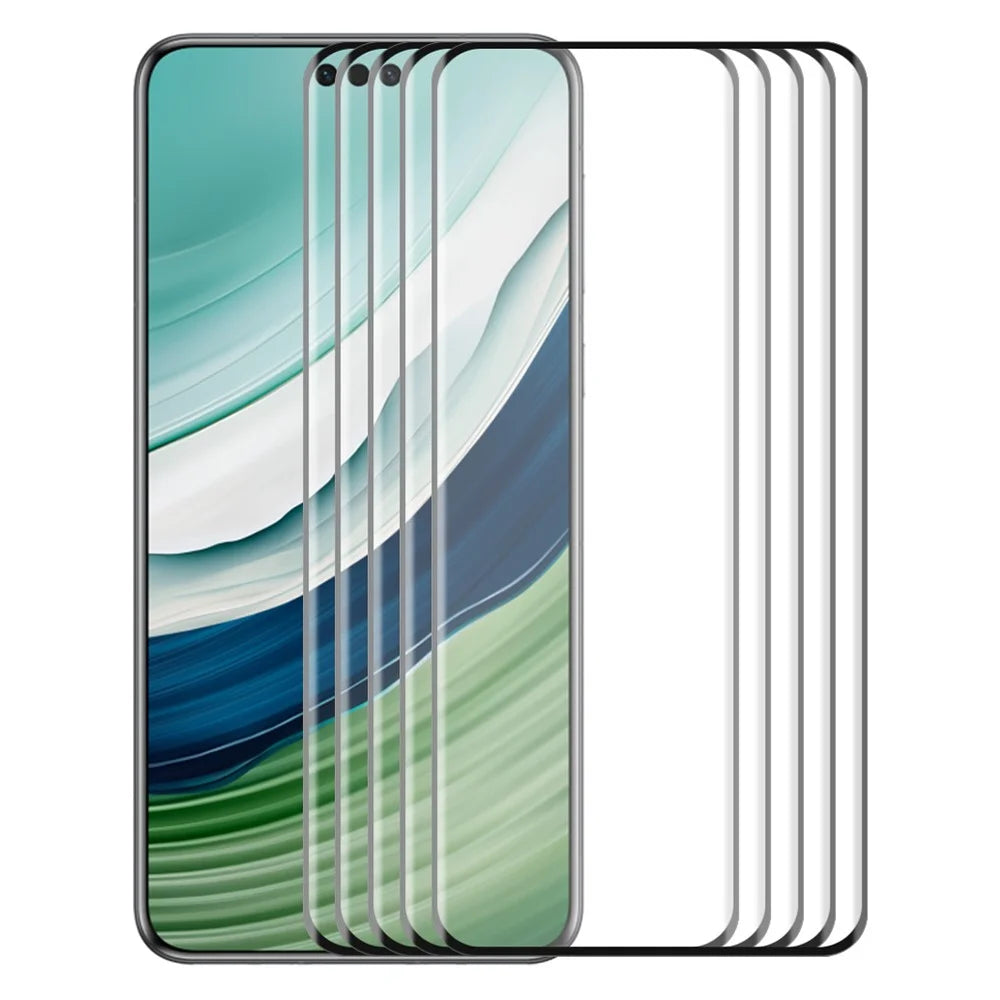 ENKAY HAT PRINCE 5PCS For Huawei Mate 60 Pro+ / Mate 60 Pro 3D Curved Tempered Glass Film Hot Bending Side Glue Support Fingerprint Unlock - 1