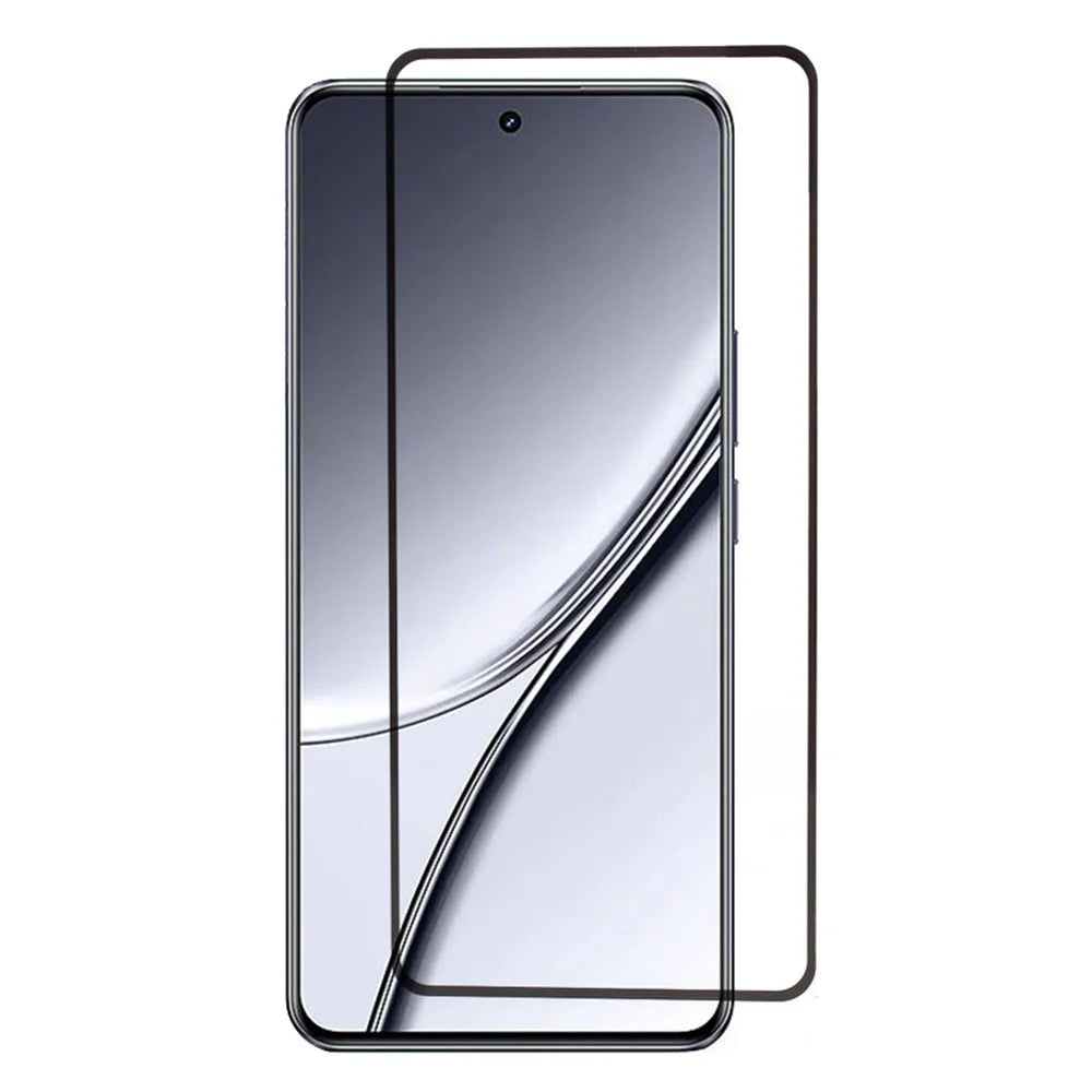 For Realme GT5 5G Silk Printing Complete Cover Screen Protector Full Glue Black Edge Tempered Glass Film - 1