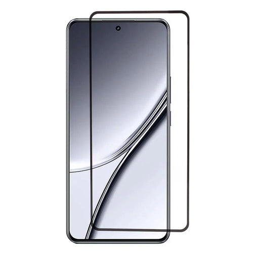 For Realme GT5 5G Silk Printing Complete Cover Screen Protector Full Glue Black Edge Tempered Glass Film - 1
