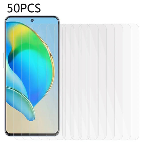 50Pcs Tempered Glass Film for ZTE Blade V40s 4G High Transparency Phone Screen Protector (No Package, with Wipes Set, Dust-absorber, Guide Sticker) - 1