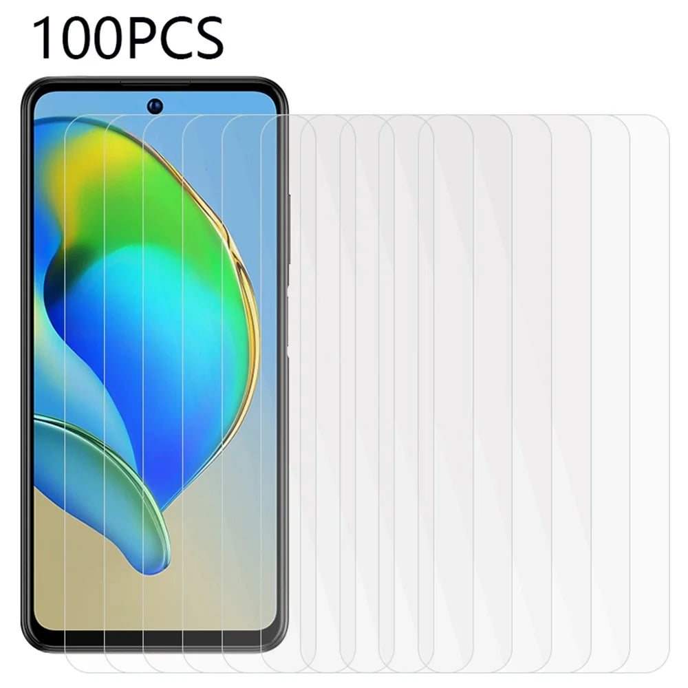 100Pcs for ZTE Blade V40 Anti-Shatter Phone Screen Protector Ultra Clear Tempered Glass Film (No Package, with Wipes Set, Dust-absorber, Guide Sticker) - 1