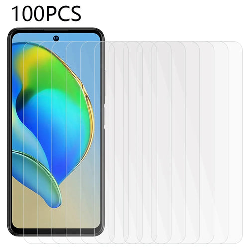 100Pcs for ZTE Blade V40 Anti-Shatter Phone Screen Protector Ultra Clear Tempered Glass Film (No Package, with Wipes Set, Dust-absorber, Guide Sticker) - 1