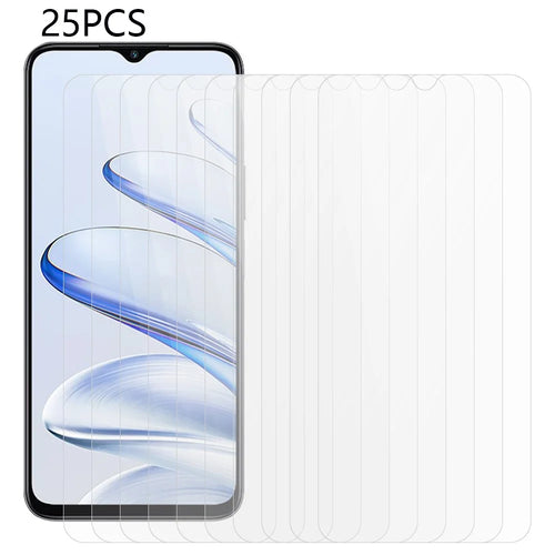 25Pcs For Honor X6a 4G / 70 Lite 5G HD Clear Screen Protector Dustproof Tempered Glass Covering Film (No Package, with Wipes Set, Dust-absorber, Guide Sticker) - 1