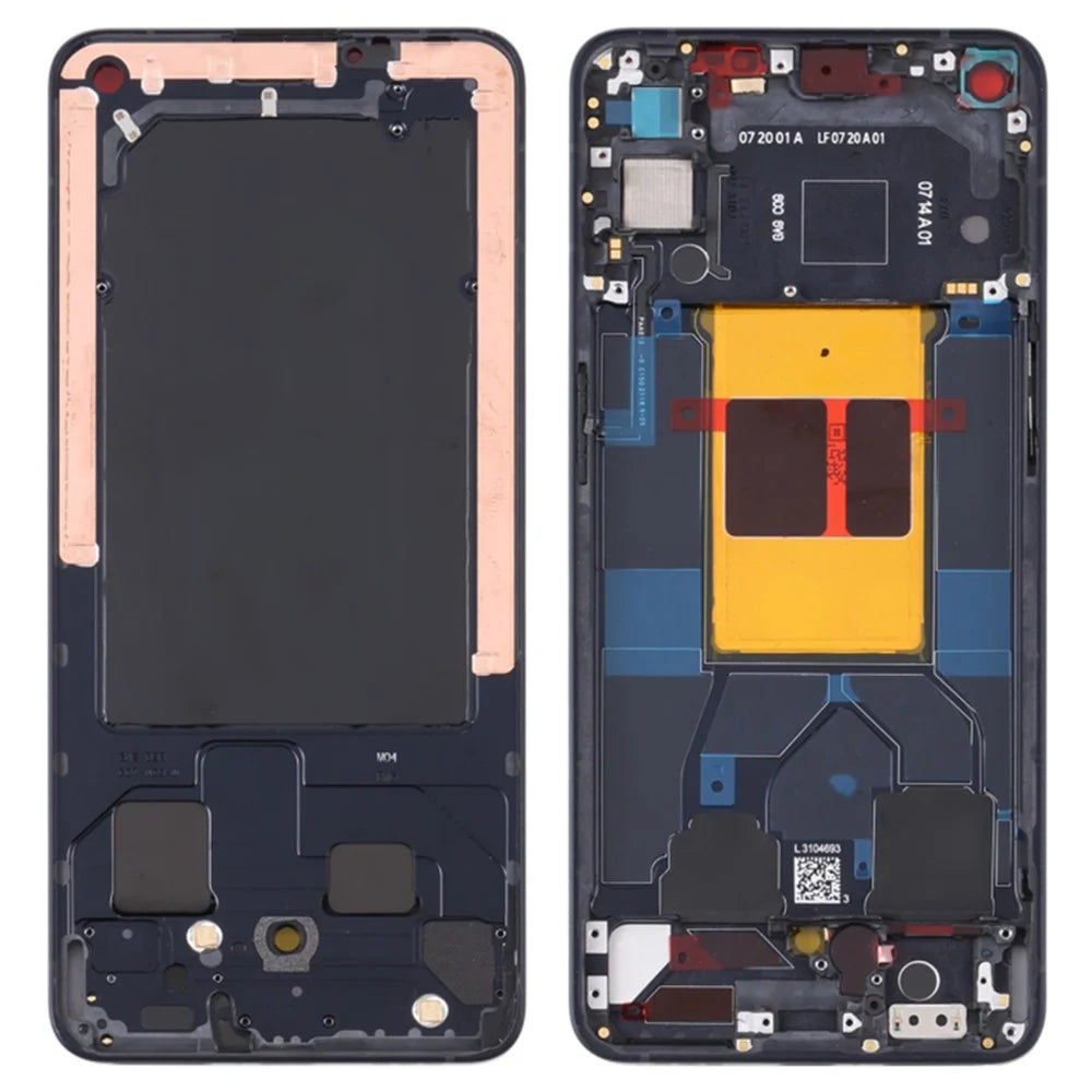 For Oppo Reno6 5G Cell Phone Middle Plate Frame Repair Part (A-Side) (without Logo) - Black - 1