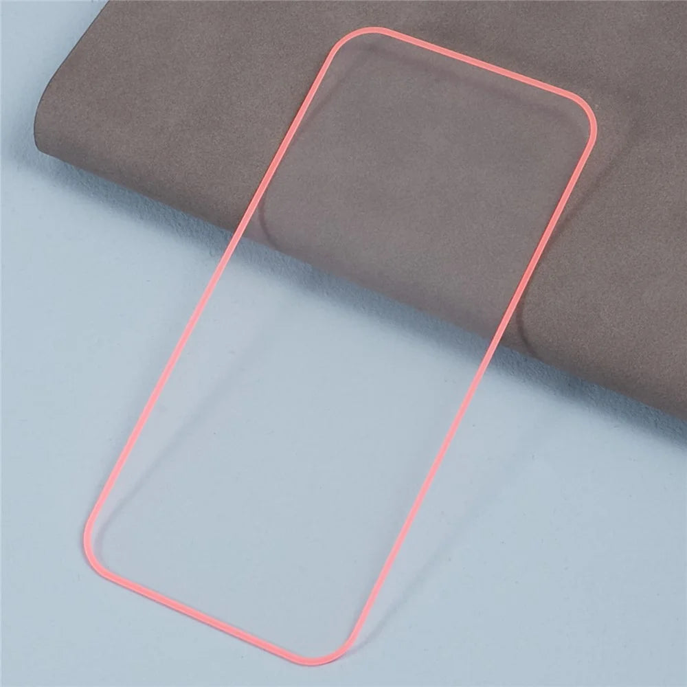For iPhone 15 Plus Luminous Medium Alumina Glass Film Ultra Clear Full Glue Screen Protector - Rose Pink - 4