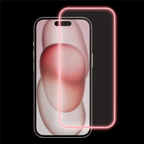 For iPhone 15 Pro Max Luminous HD Medium Alumina Glass Screen Protector Full Glue Anti-scratch Film - Rose Pink - 1