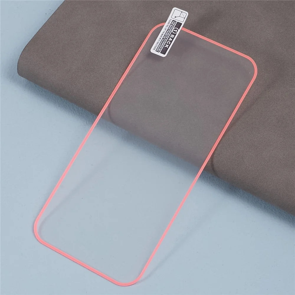 For iPhone 15 Pro Max Luminous HD Medium Alumina Glass Screen Protector Full Glue Anti-scratch Film - Rose Pink - 3