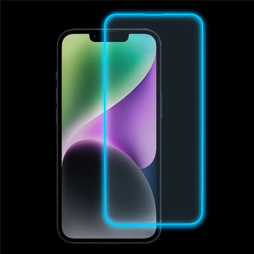 Screen Protector For iPhone 14 Luminous Edge Medium Alumina Tempered Glass Film - Blue - 1