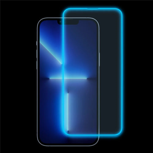 For iPhone 13 Pro Max Luminous Edge Medium Alumina Tempered Glass Screen Film Cover - Blue - 1