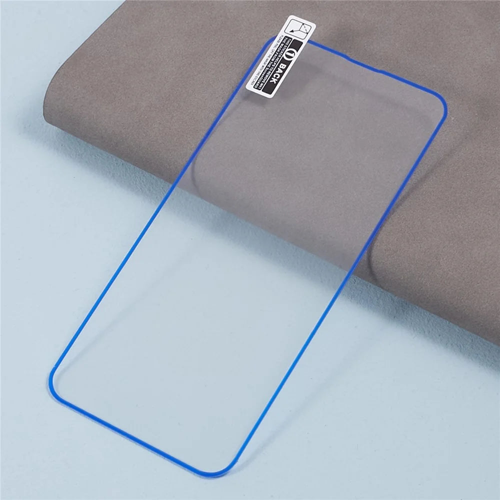 For iPhone 13 Pro Phone Screen Protector Medium Alumina Tempered Glass Screen Film Guard (Luminous Edge ) - Blue - 3