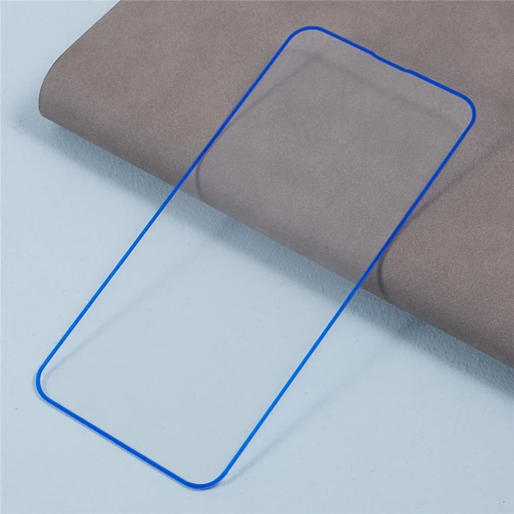 For iPhone 13 mini Phone Screen Protector Medium Alumina Tempered Glass Luminous Edge Screen Film - Blue - 4