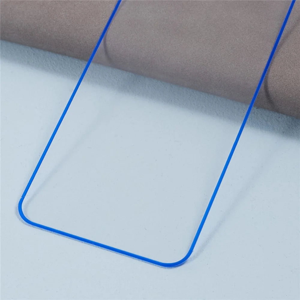 For iPhone 13 mini Phone Screen Protector Medium Alumina Tempered Glass Luminous Edge Screen Film - Blue - 5