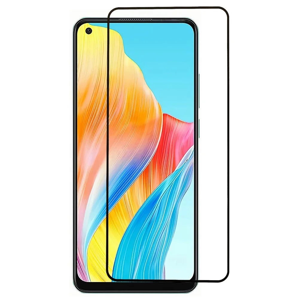 Screen Protector for Oppo A78 4G , Tempered Glass Silk Printing Full Cover Full Glue Protective Film - 1
