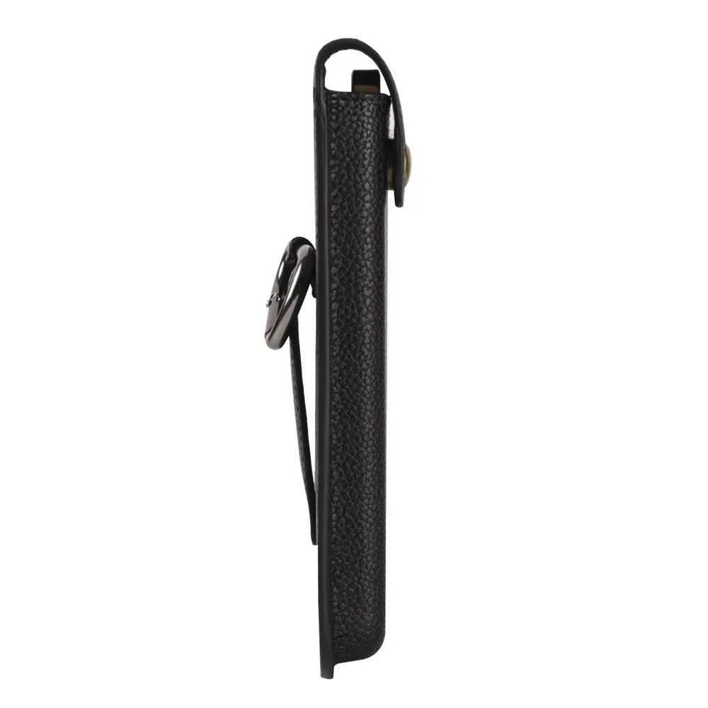 6.1-inch Universal Waist Phone Case Litchi Texture PU Leather Vertical Belt Holster Phone Pouch - Black - 5