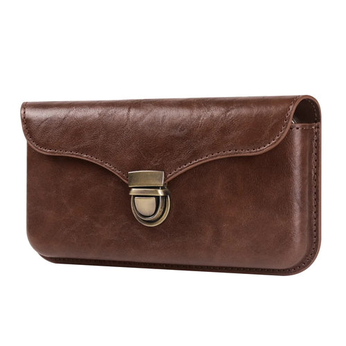 6.1-inch Phone Waist Bag Horizontal Belt Holster PU Leather Smartphone Case Pouch - 6.1-inch / Brown - 1