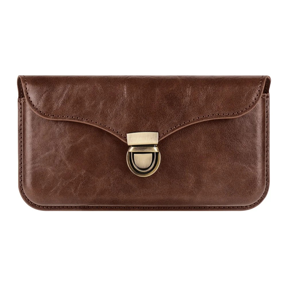 6.1-inch Phone Waist Bag Horizontal Belt Holster PU Leather Smartphone Case Pouch - 6.1-inch / Brown - 2