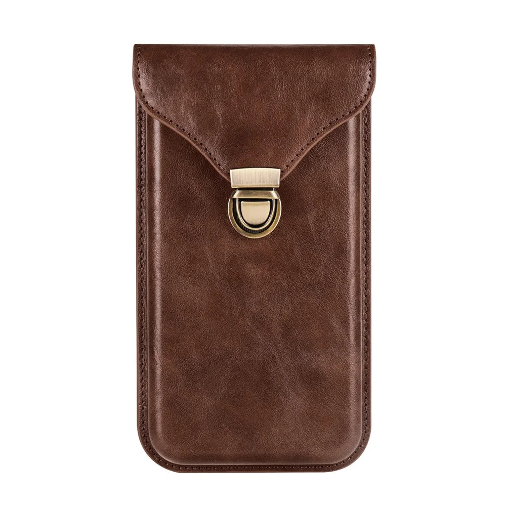 6.1-inch Vertical Phone Waist Bag PU Leather Belt Holster Universal Phone Pouch - Brown - 7