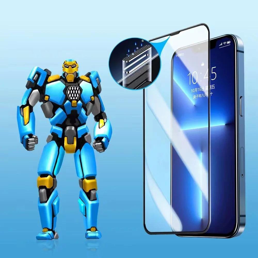 For iPhone 15 Pro Full Coverage Screen Protector Ultra Clear Tempered Glass Film with Anti-dust Net - 3