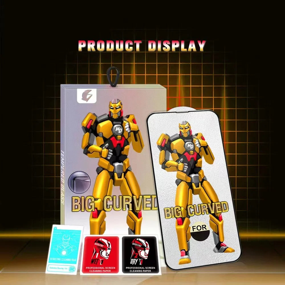 For iPhone 15 Pro Full Coverage Tempered Glass Film HD Clear Big Arc Edges Screen Protector - 6