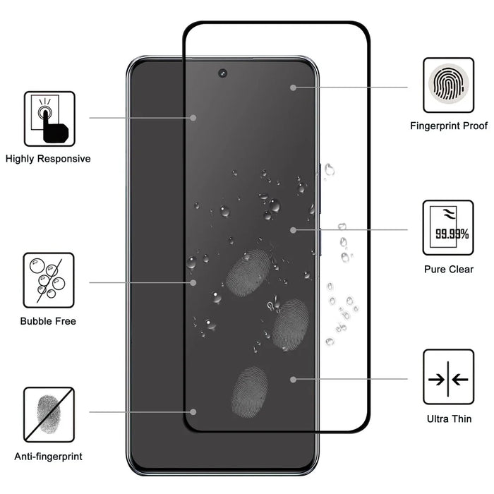 For Realme GT5 5G AGC Tempered Glass with Black Edge Full Glue Full Coverage Screen Protector - 2