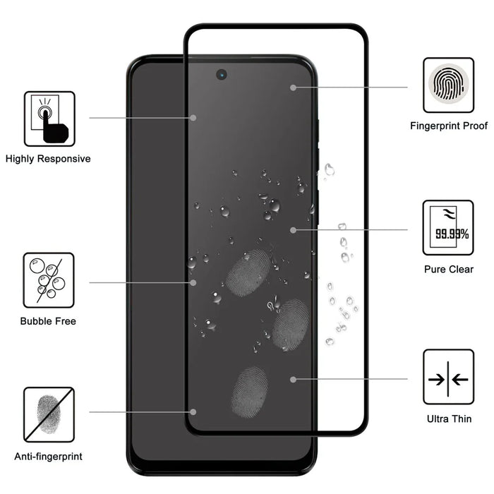 For Motorola Moto G14 4G AGC Tempered Glass with Black Edge Full Glue Full Coverage Screen Protector - 2