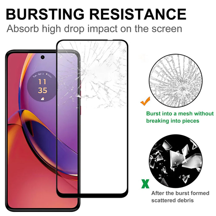 For Motorola Moto G84 5G AGC Tempered Glass with Black Edge Full Glue Full Coverage Screen Protector - 4