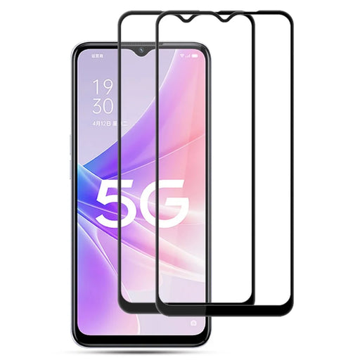 AMORUS 2Pcs For Oppo A78 5G / A58 5G Full Screen Protector Tempered Glass Full Glue Silk Printing Film - Black - 1