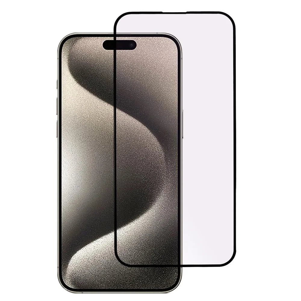 For iPhone 15 Plus Purple Light Full Screen Protector Black Edge Silk Printing Dispensing Glue Tempered Glass Film - 1