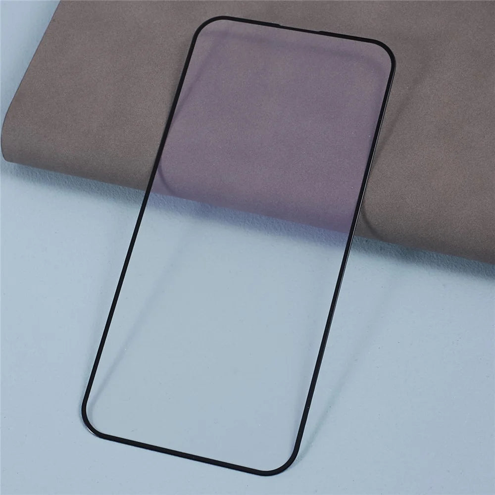 For iPhone 15 Plus Purple Light Full Screen Protector Black Edge Silk Printing Dispensing Glue Tempered Glass Film - 4
