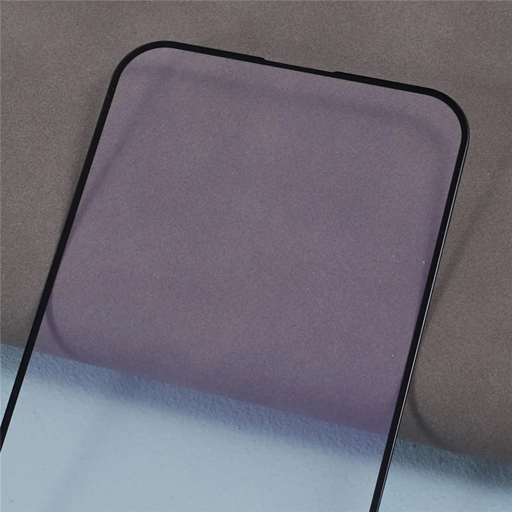 For iPhone 15 Pro Max Purple Light Tempered Glass Full Screen Protector Black Edge Silk Printing Dispensing Glue Film - 6