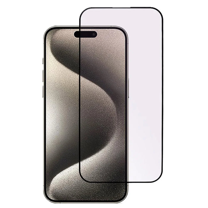For iPhone 15 Pro Purple Light Black Edge Tempered Glass Full Glue Film Silk Printing Full Screen Protector - 1