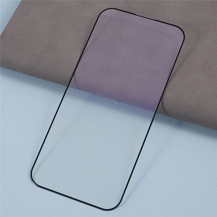 For iPhone 15 Pro Purple Light Black Edge Tempered Glass Full Glue Film Silk Printing Full Screen Protector - 4