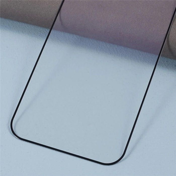 For iPhone 15 Pro Purple Light Black Edge Tempered Glass Full Glue Film Silk Printing Full Screen Protector - 5
