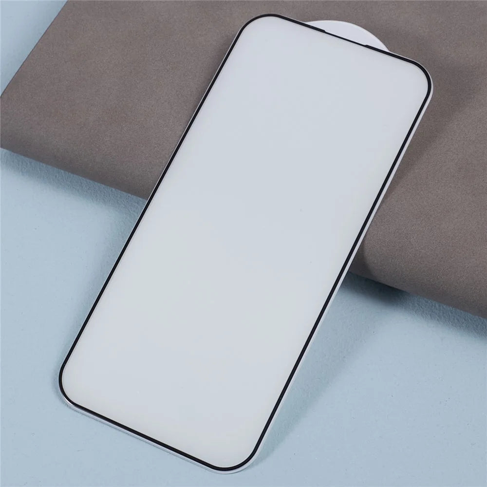 For iPhone 15 Pro Purple Light Black Edge Tempered Glass Silk Printing Film Full Glue Full Screen Protector - 3