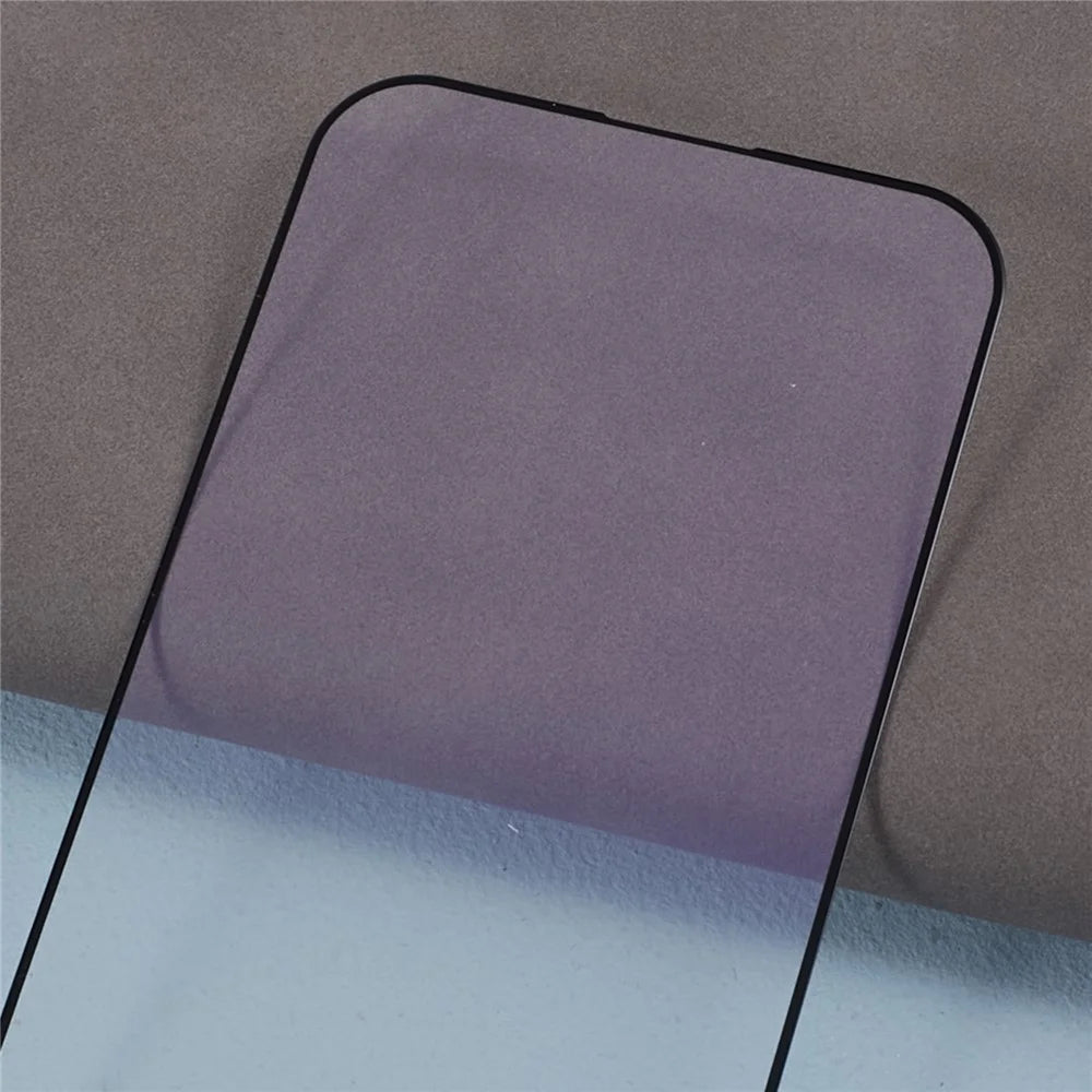 For iPhone 15 Pro Purple Light Black Edge Tempered Glass Silk Printing Film Full Glue Full Screen Protector - 6