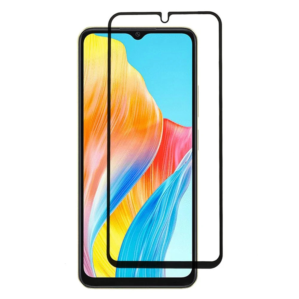 For Oppo A38 4G / A9 (2020) Black Edge Tempered Glass Film Silk Printing Full Glue Full Screen Protector - 1