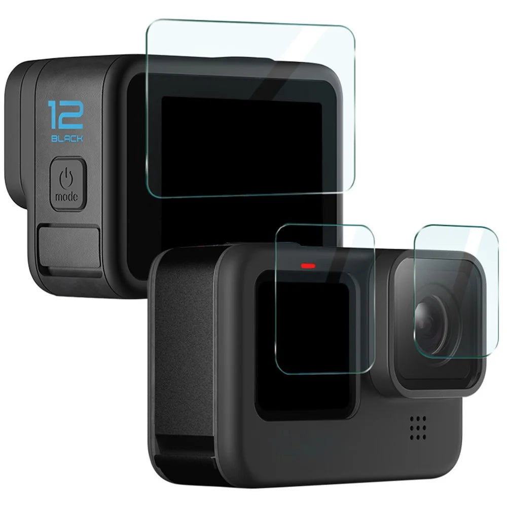 IMAK 1 Set Action Camera Screen Film for GoPro Hero 12 Black , Tempered Glass Screen Protector (Front Screen+Rear Screen+Lens) - 1