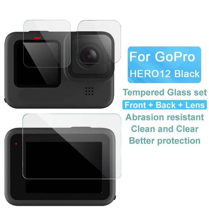 IMAK 1 Set Action Camera Screen Film for GoPro Hero 12 Black , Tempered Glass Screen Protector (Front Screen+Rear Screen+Lens) - 6