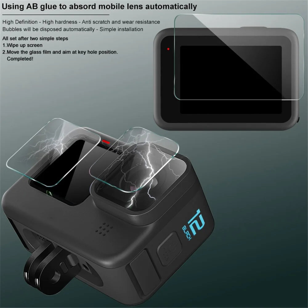 IMAK 1 Set Action Camera Screen Film for GoPro Hero 12 Black , Tempered Glass Screen Protector (Front Screen+Rear Screen+Lens) - 7