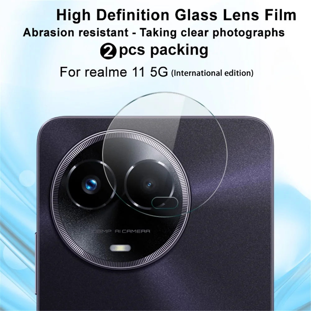 IMAK 2Pcs  /  Set For Realme 11 5G (Global) Tempered Glass Camera Lens Protectors Arc Edge HD Clear Lens Films - 2