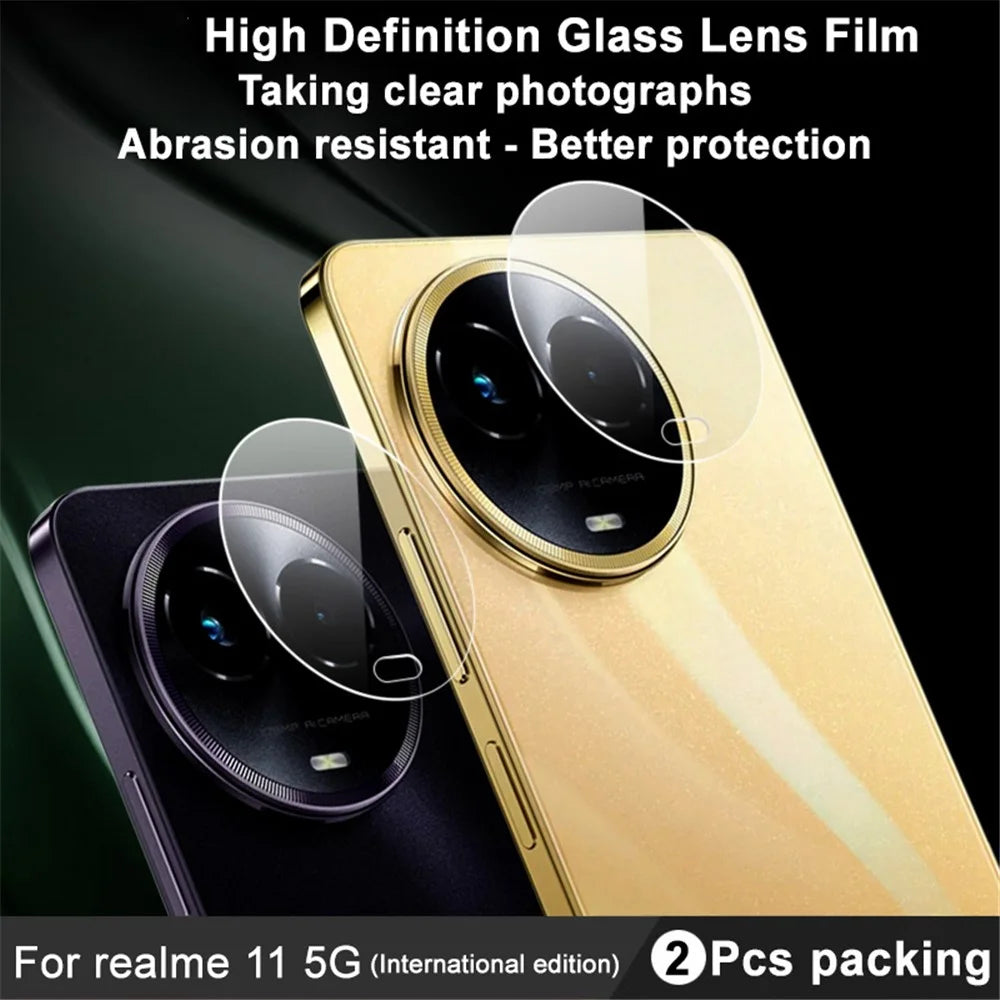 IMAK 2Pcs  /  Set For Realme 11 5G (Global) Tempered Glass Camera Lens Protectors Arc Edge HD Clear Lens Films - 3