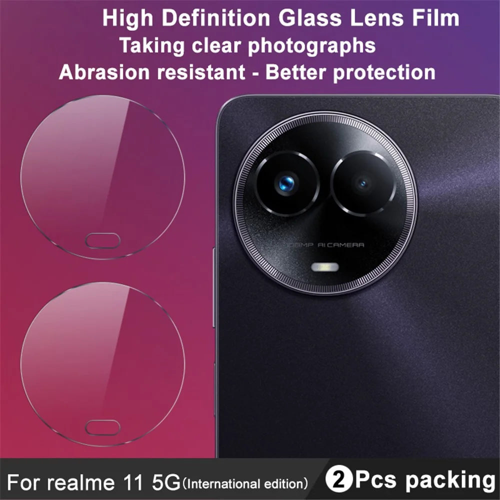 IMAK 2Pcs  /  Set For Realme 11 5G (Global) Tempered Glass Camera Lens Protectors Arc Edge HD Clear Lens Films - 4