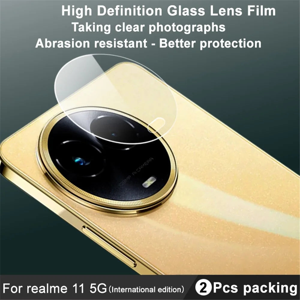 IMAK 2Pcs  /  Set For Realme 11 5G (Global) Tempered Glass Camera Lens Protectors Arc Edge HD Clear Lens Films - 5