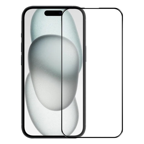 NORTHJO A+ For iPhone 15 Screen Protector Full Glue Silk Printing High Aluminum-silicon Glass Film - Black - 1