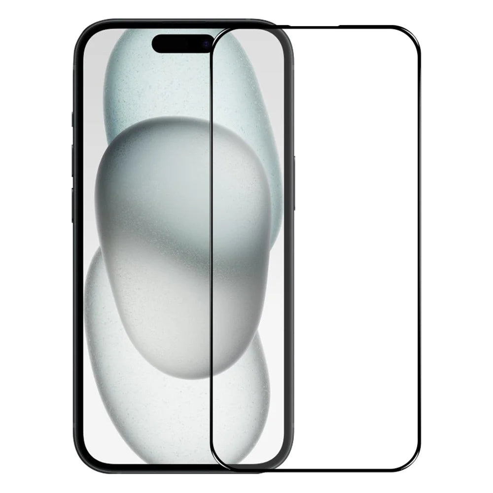 NORTHJO A+ For iPhone 15 Plus Screen Protector High Aluminum-silicon Glass Full Glue Silk Printing Film - Black - 1