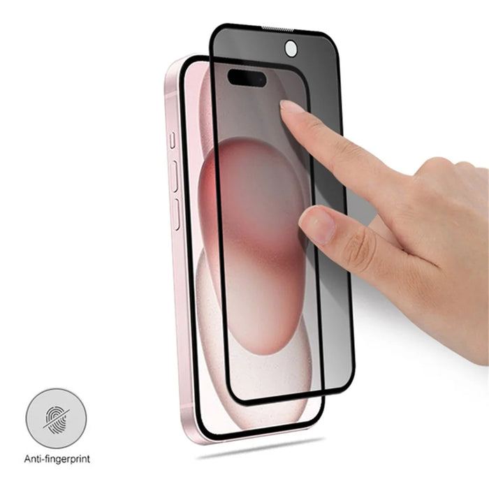 MOCOLO For iPhone 15 Plus Tempered Glass Screen Protector Full Glue 3D Arc Edge Anti-Spy Screen Film - 3