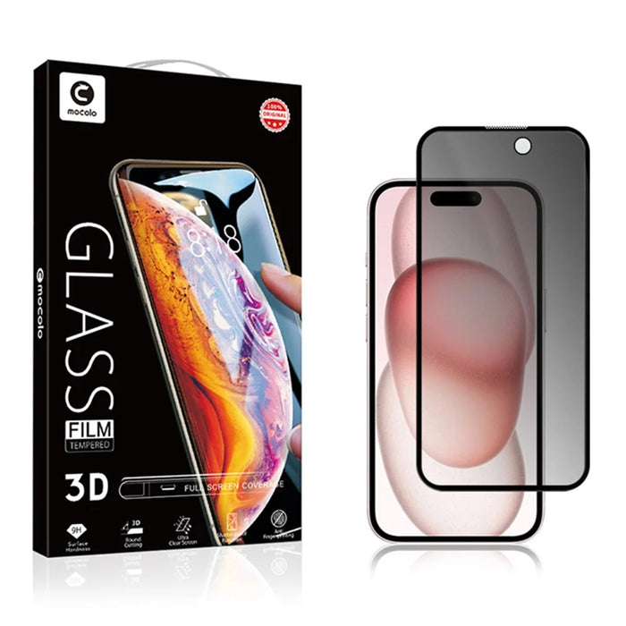 MOCOLO Tempered Glass Screen Protector for iPhone 15 Full Glue 3D Arc Edge Anti-Spy Screen Film - 6